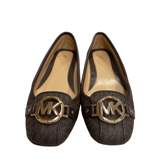 Michael Kors Moccasin Flat Ballet Shoes Women Size 6M Brown Leather Studded Logo - Picture 4 of 8